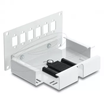 Patch panel DELOCK 6‑port for SC simplex or LC duplex, grey metal, DIN‑rail mounting