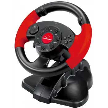 Steering wheel ESPERANZA EG103 gaming controller — PC/PS2/PS3, 13 buttons, vibration, accelerometer, black/red