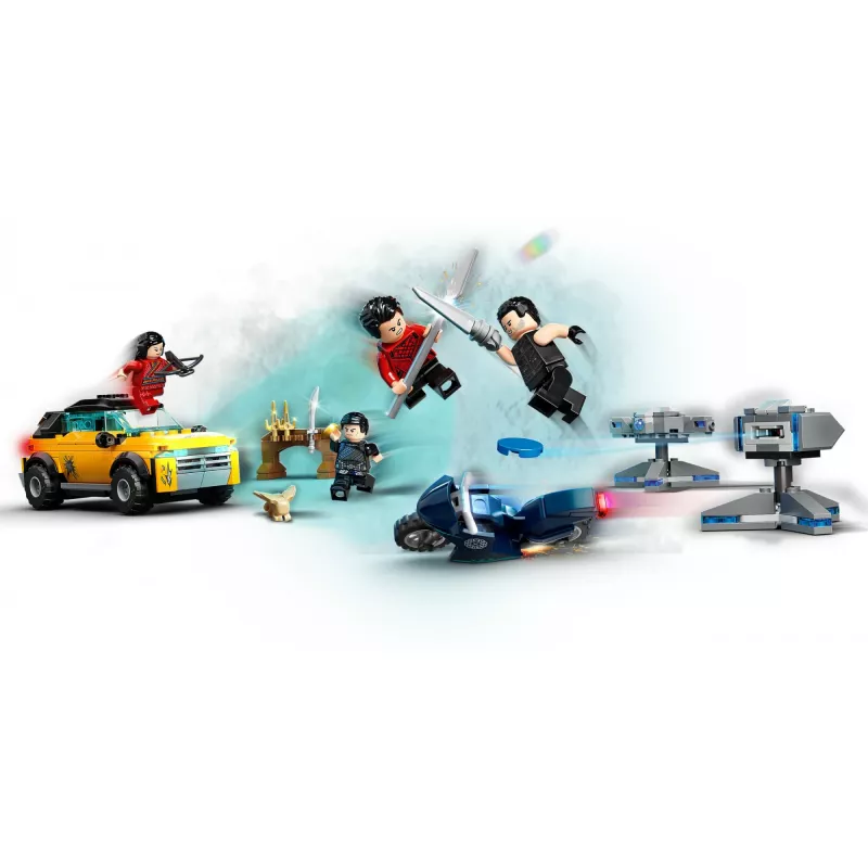 LEGO set Marvel Escape from the Ten Rings 76176 with minifigures and vehicles