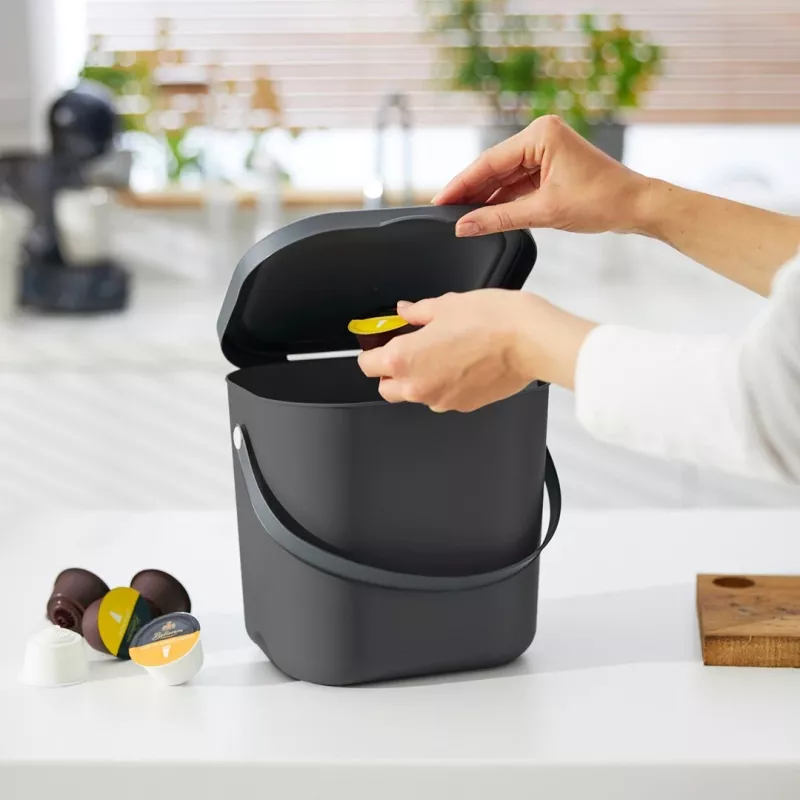 Waste container Rotho Albula rectangular plastic 6 L, anthracite, 200×235×208 mm