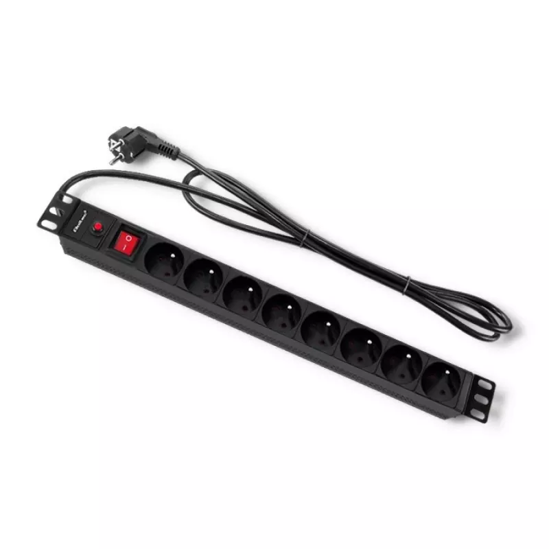 Qoltec 53996 Power strip for RACK 19 | 1U | 16A | PDU | 8xFRENCH | 2m