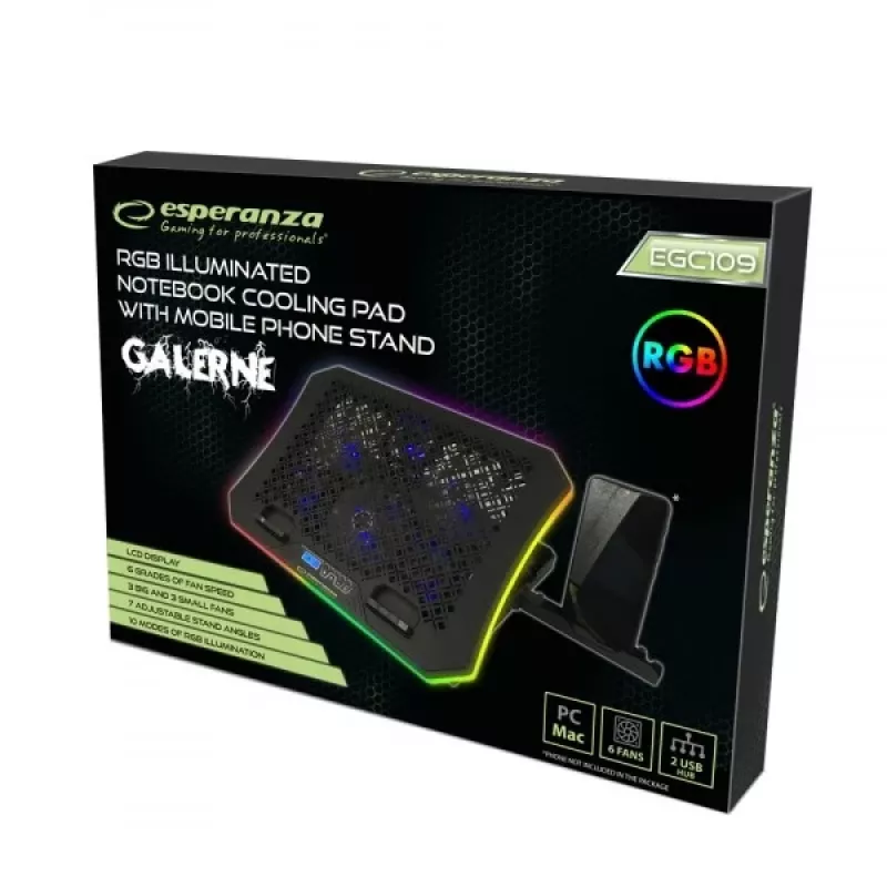 Esperanza GALERNE laptop cooling pad 48.3 cm (19) 2100 RPM Black