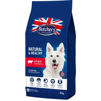Dry Dog Food Butcher's Natural & Healthy Adult Beef 15 kg — 20% Protein, 7.5% Fat, 3% Fiber