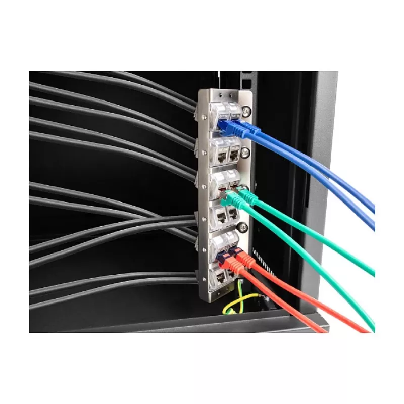 Keystone holder 12-port tiltable for 10 inch and 19 inch rack/wall mounting, DELOCK 67040, metal/plastic, silver, 77×222×27 mm