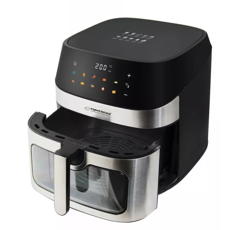 Hot-air fryer ESPERANZA EKA005, 8 L capacity, 1600 W, touch control, 10 programs, stainless steel, black