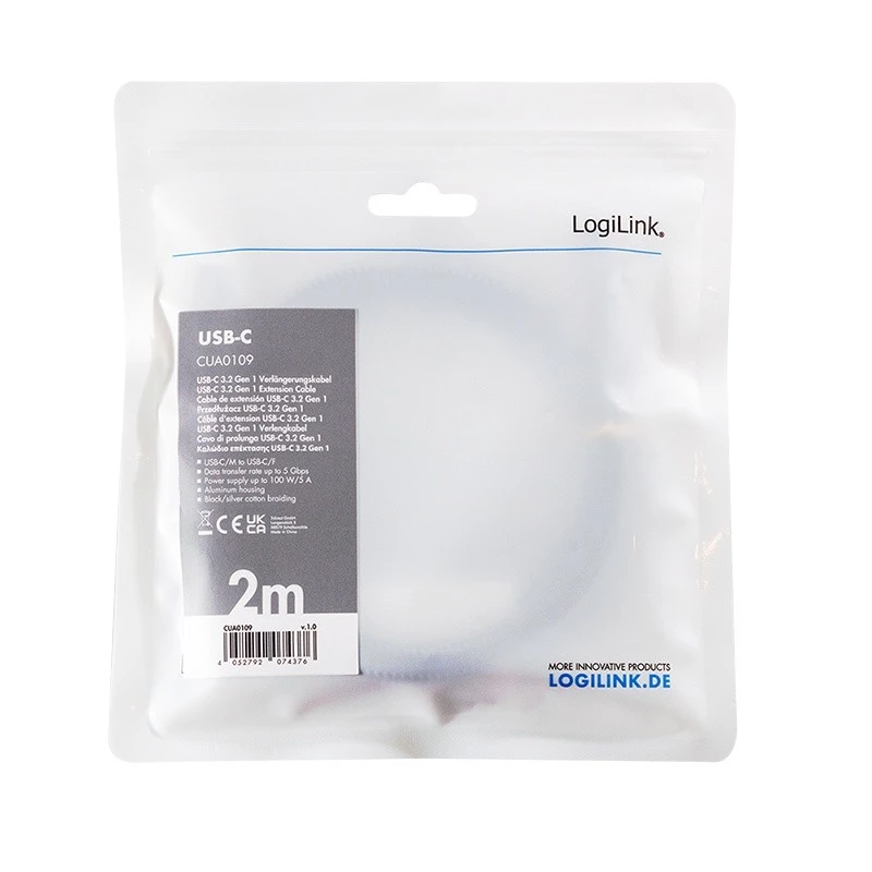 USB 3.2 Gen1 Type-C to USB-C/F, PD, 2m