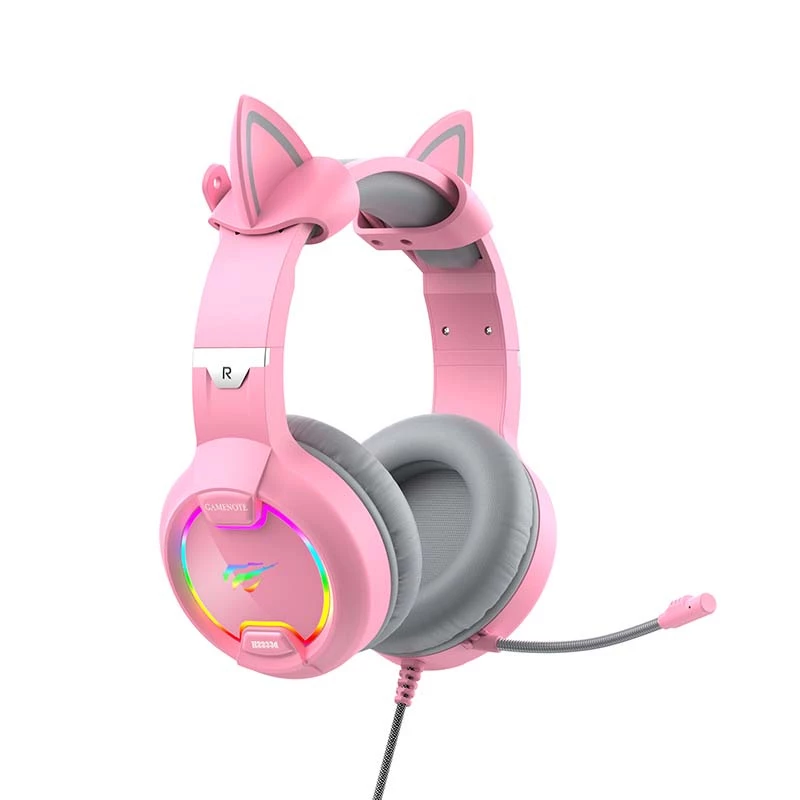 Gaming headphones HAVIT Gamenote H2233D RGB — over-ear wired, pink