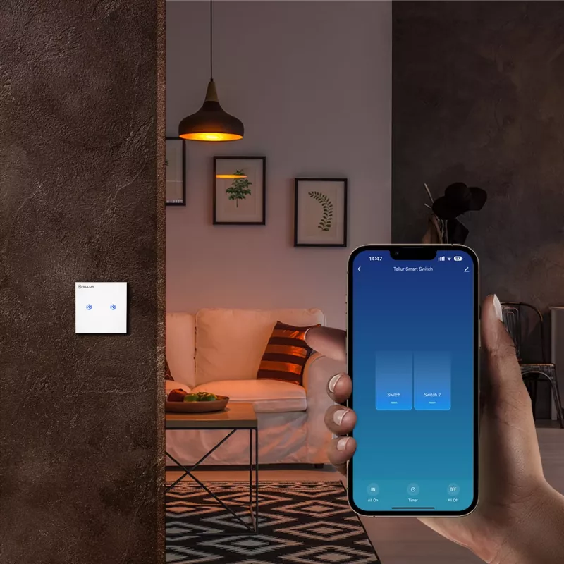 Smart WiFi switch Tellur SS2N — 2-port, 1800W total, 10A per channel