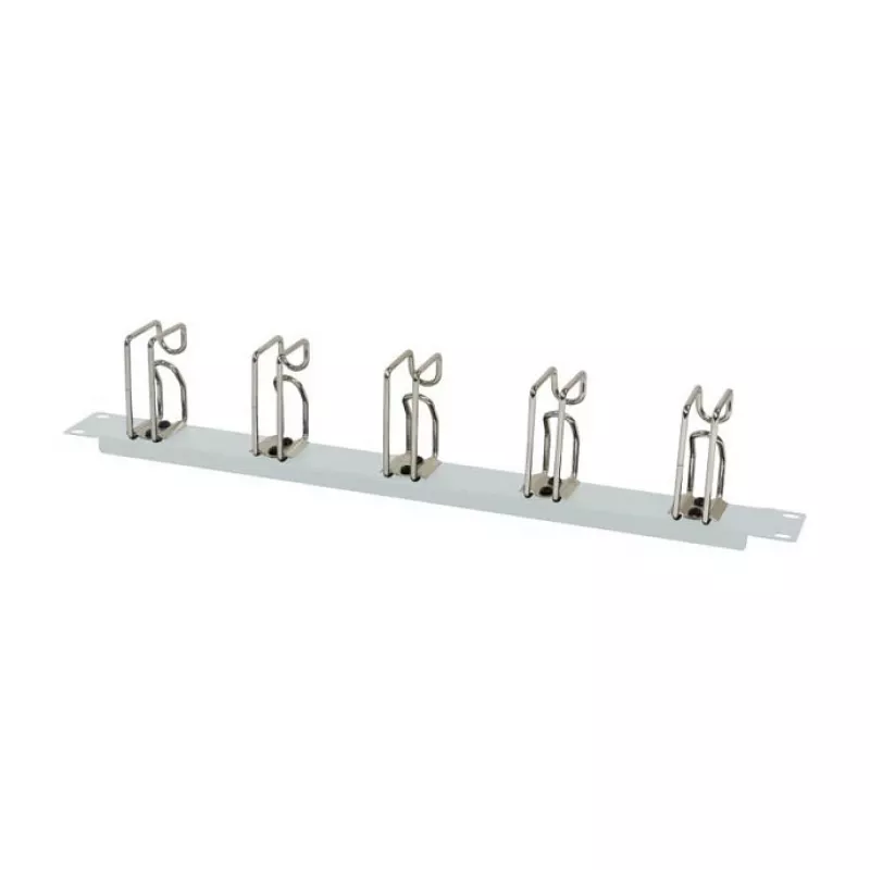Rack cable management panel 1U ALLNET metal with 5 large loops, light gray