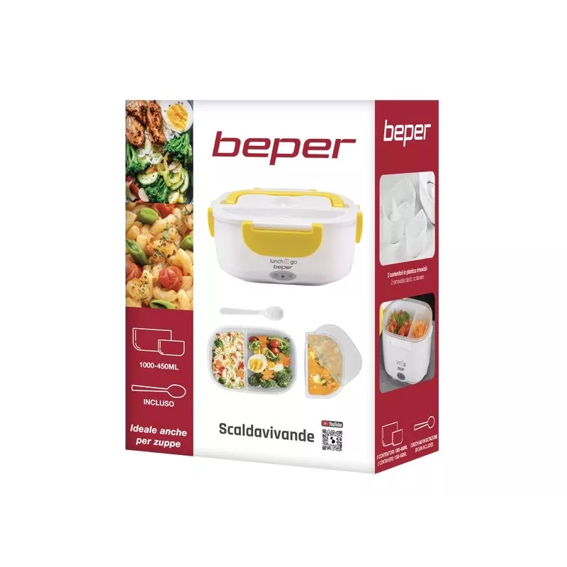 Electric lunch box Beper 90.920G - 1 L food warmer, yellow
