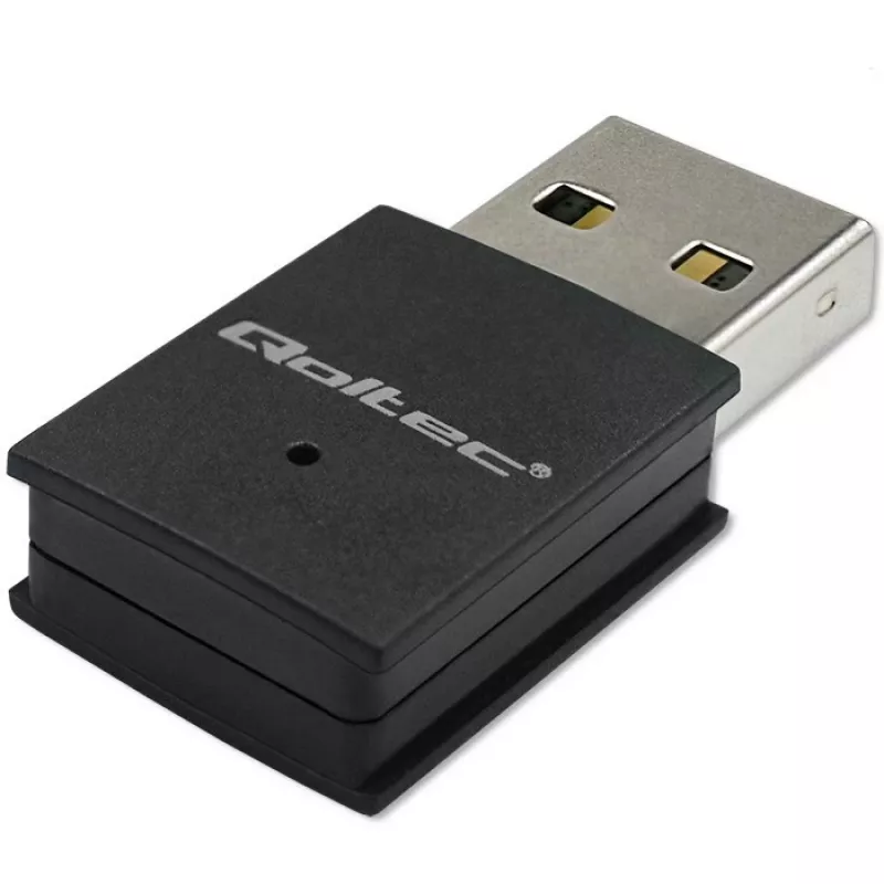 Wireless Mini USB Wi‑Fi Adapter QOLTEC 57007 — Single‑band 2.4 GHz, up to 150 Mbps, internal antenna