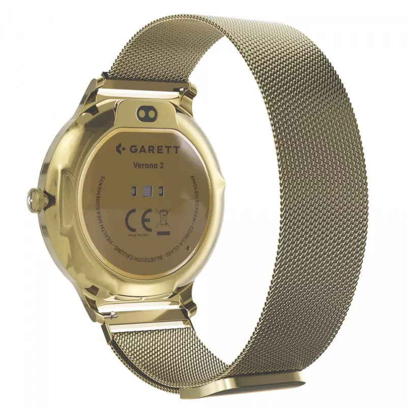 Smartwatch Garett Verona 2 Gold Mesh with Bluetooth and Heart Rate Monitor