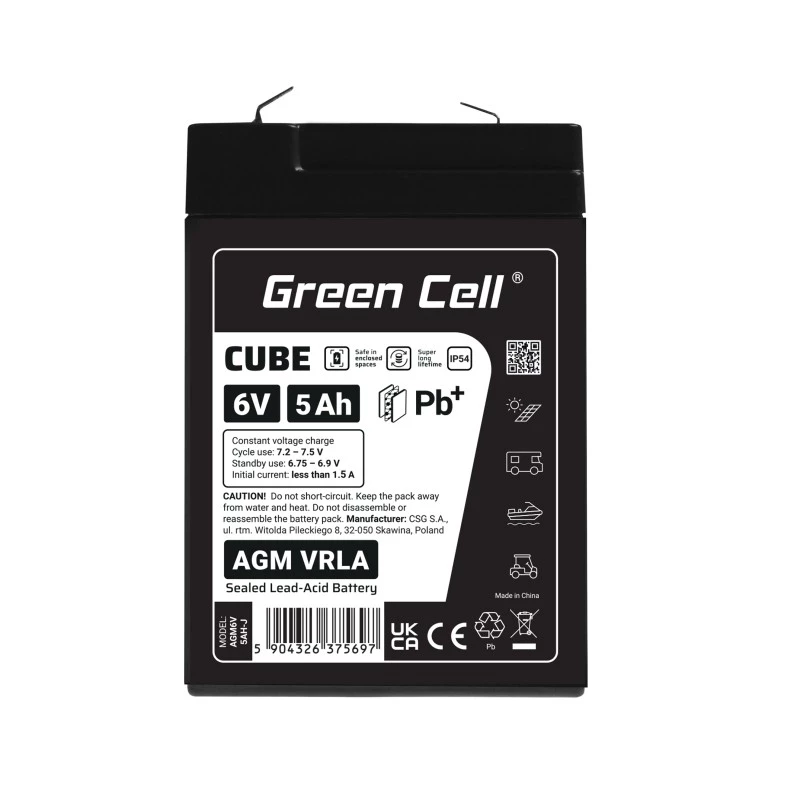 UPS battery Sealed Lead Acid Green Cell AGM6V5AH-J 6 V 5 Ah