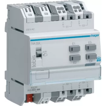 Digital/analogue I/O module Hager TXA304 — Digital input, 4 channels, 21–32 V DC, up to 230 V, 50–60 Hz