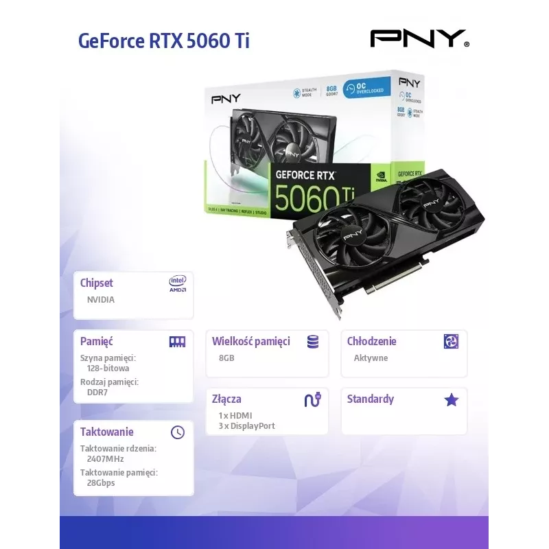 Video Card PNY GeForce RTX 5060 Ti 8GB GDDR6