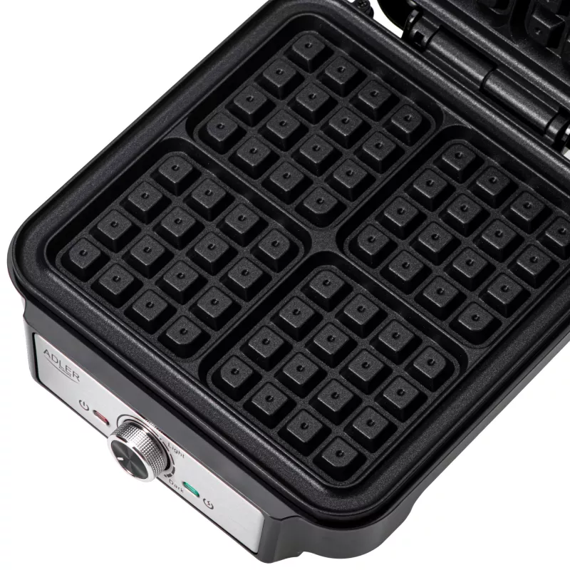Waffle iron Adler AD 3083 — 4 square waffles 10×10 cm, 1200 W, adjustable temperature, non‑stick, cool‑touch handles