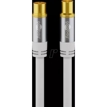 Goobay TV Antenna Cable (135 dB Type), 4x Shielded, 2 m, White - Gold-Plated, Koax-Socket > Coax Plug (70317)