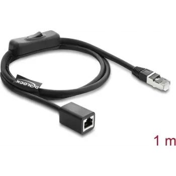 Network cable DELOCK RJ45 ST < BU with inline switch Cat.6 F/UTP 1 m