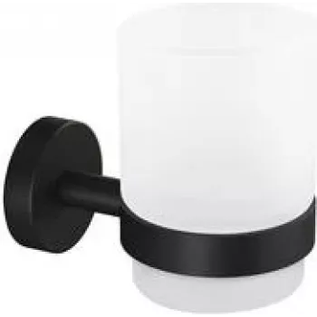 tesa 40566-00000-00 MOON BLACK Zahnputzbecher adhesive Black (matte), Glas satiniert (40566-00000-00)