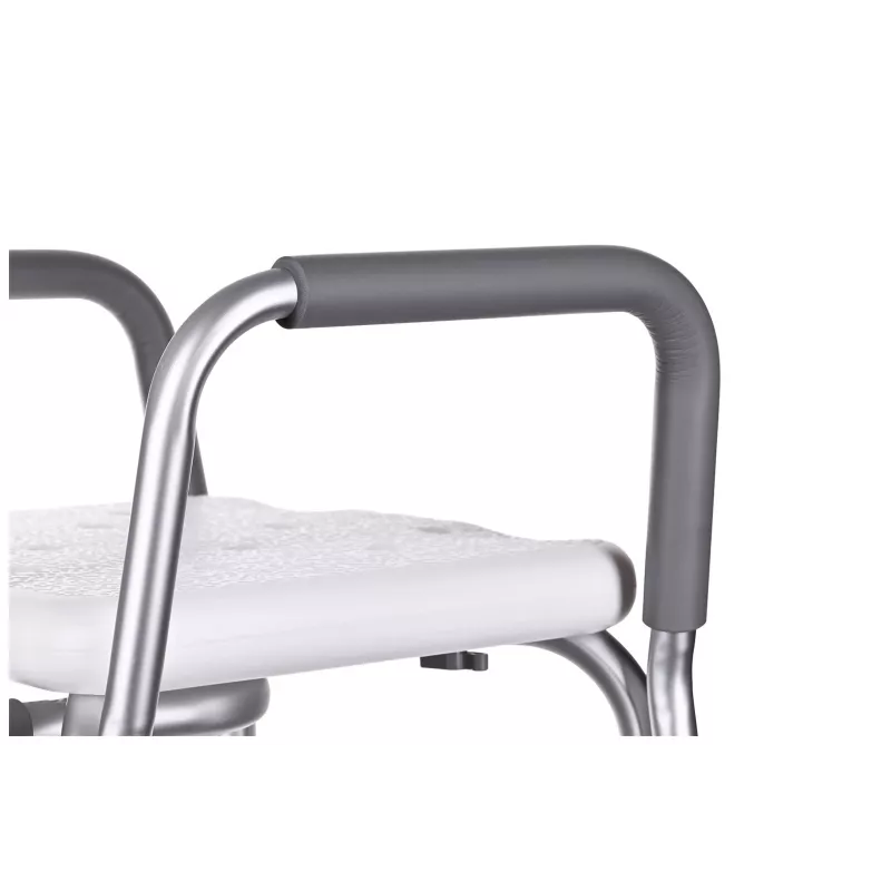 Shower chair ActionMed KP300AM with backrest and armrests, polypropylene, adjustable height 43–56 cm, seat 40×33 cm, max user weight 110 kg
