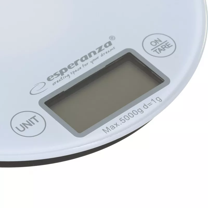 Electronic kitchen scale ESPERANZA EKS003W, 5 kg capacity, 1 g accuracy, tempered glass, touch control