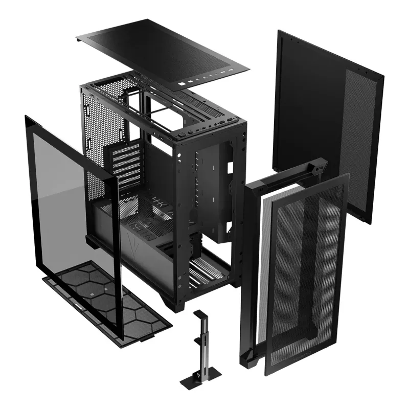 PC Case MODECOM VOLCANO EXPANSE S MIDI Black — tempered glass, USB-C, supports micro ATX, GPU up to 430 mm