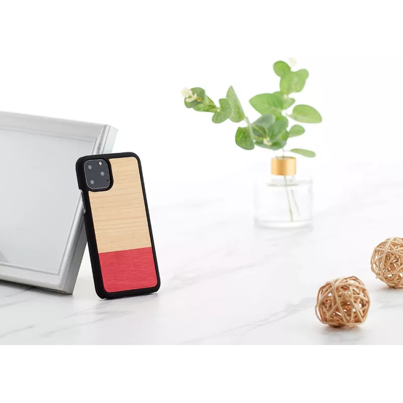 Smartphone case man and wood for iPhone 11 Pro, black, mismatch design