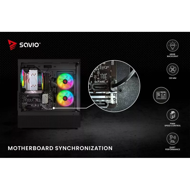 SAVIO Blast 120mm ARGB PWM Case Fan - Black