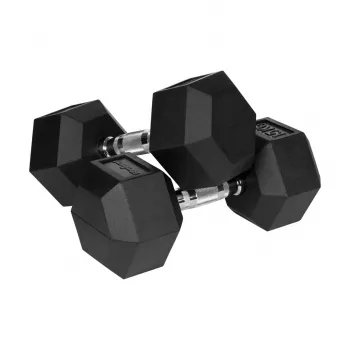 Dumbbell Rebel Active Hex rubber-coated 15 kg — single hex dumbbell, compact grip