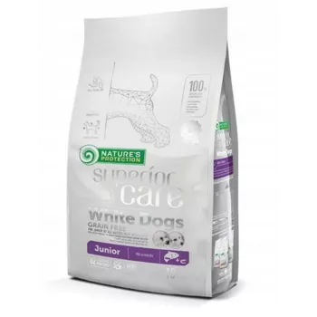 Dry puppy food nature’s protection Superior Care White Dogs Grain Free Junior Salmon 10 kg — dry food, grain-free, 26% protein, 15% fat