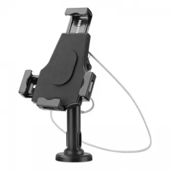 Manhattan iPad & Tablet Desk Stand, Lockable, Wall Mountable, Secure Anti-Theft, 7.9 inch to 10.5 inch tablets, 360° Rotation, +/- 70° Tilt, 330° Swivel, Black, Lifetime Warranty
