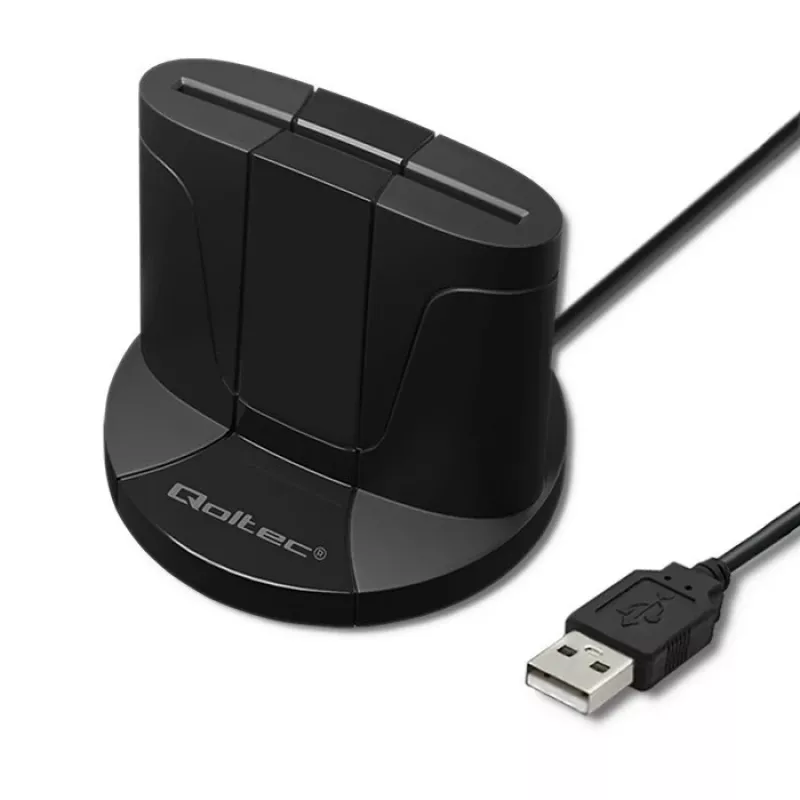 Smart Card Reader Qoltec 50632 USB 2.0 Black 1m Cable