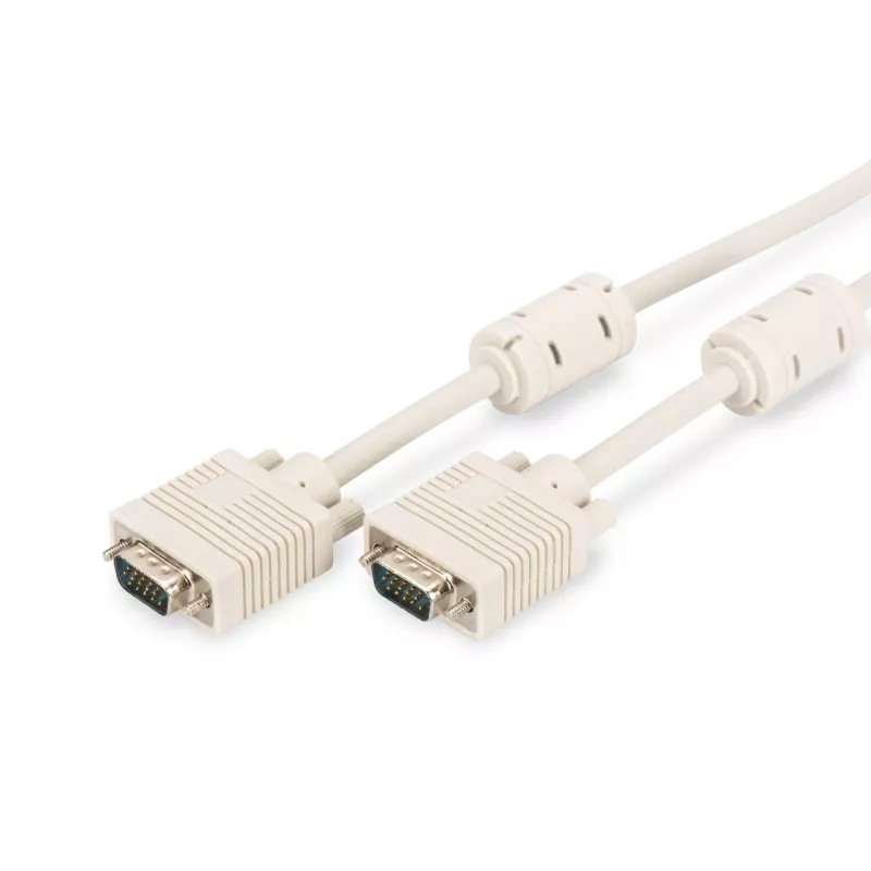 VGA monitor connection cable DIGITUS AK-310103-100-E — HD15(M) to HD15(M), 10 m, 3Coax+7-wire, beige