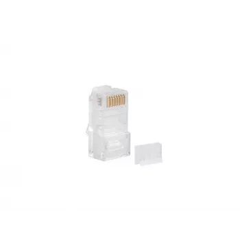 LANBERG RJ-45 wire connector PLU-6000 for Cat6 U/UTP cables, translucent/white, pack of 100