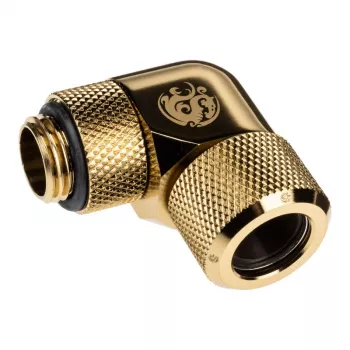 Bitspower Advanced Multi-Link Adapter Connector 90 degrees G1/4 inch AG to 12mm AD Hardtube - Rotatable, Brass