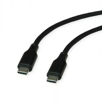 ROLINE USB 2.0 Cable C-C ST/ST Silicone 60W 1m Black - Cable - Digital/Data (11.02.9120)