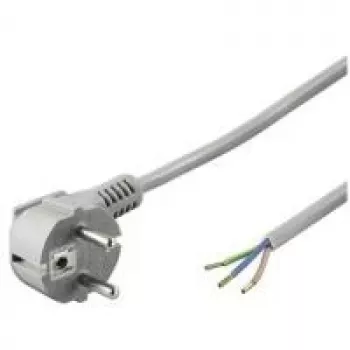 Wentronic Goobay Grounded Power Cable Angled for custom assembly, 2 m, Grey - Type F (Type F, CEE 7/7) > loose cable ends (50082)