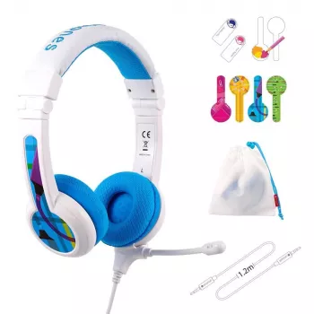 Wired Headset buddy phones School+ — Head-band, Circumaural, 20–20000 Hz, 1.4 m cable, Blue/White