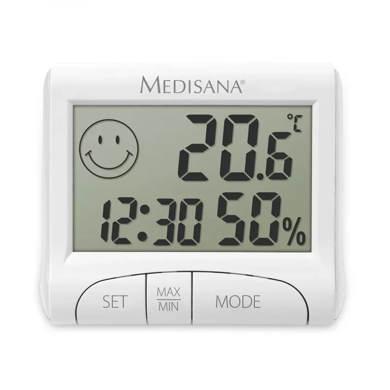Electronic Indoor Hygrometer Medisana HG 100 — Digital thermometer, humidity 20–90%, temp -10–50 °C, table display, battery AAA