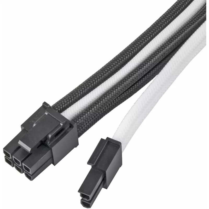 Power extension cable SILVERSTONE PP07E 8‑pin PCIe 30 cm (black/white)