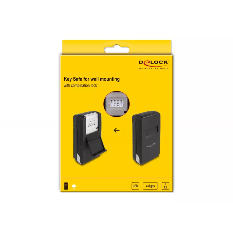 Key Cabinet DELOCK 20932 aluminium and plastic key organizer with combination lock, black