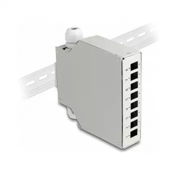 DeLOCK Fiber Optic Distribution Box DIN rail 8 port grey