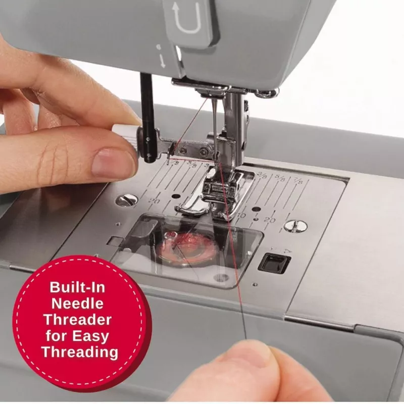 Sewing machine SINGER Heavy Duty 4432 — electric, 32 stitch patterns, 1-step buttonhole, free arm, grey