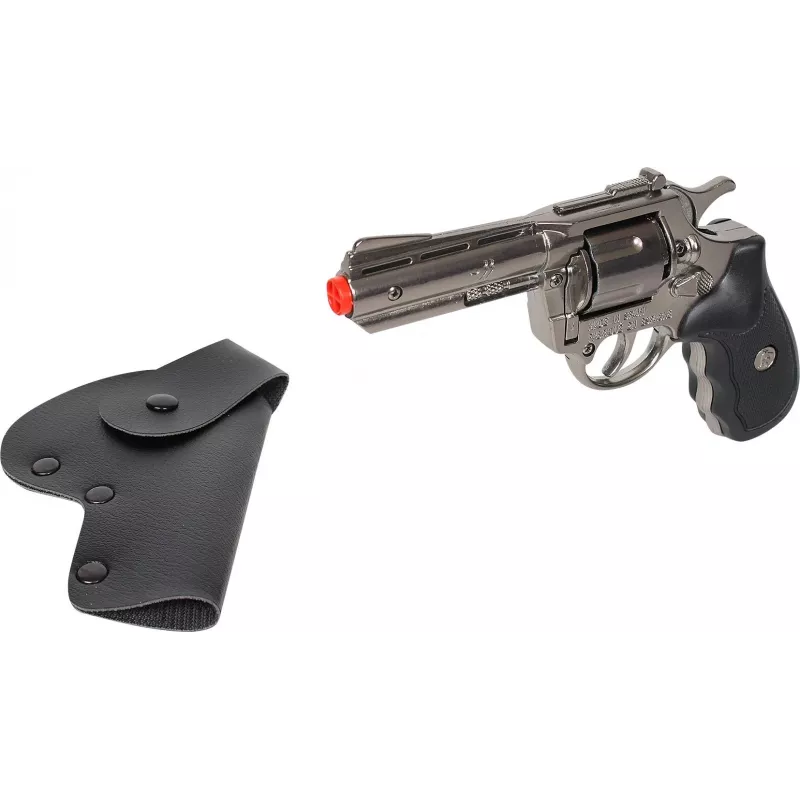 Toy metal revolver Pulio 155433/0 with holster — metal construction, includes holster