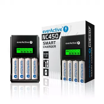 Battery charger everActive NC450B — 4‑cell AAA charger, 110/230V AC, black