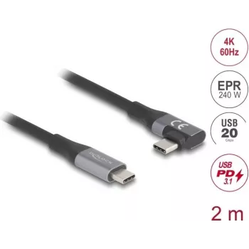 USB Cable DeLOCK 81132 2m USB C Black 20 Gbit/s