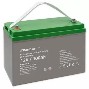 Qoltec 53038 AGM battery | 12V | 100Ah | max 1200A