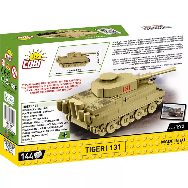 Building set Cobi Tiger I 131 — 144 pieces, recommended age 6+, green
