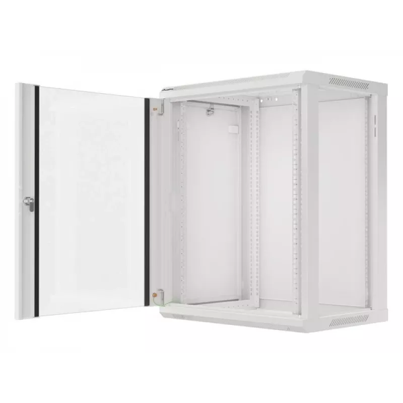 Lanberg WF01-6415-10S 15U 19 inch Wall-Mount Rack Cabinet, 600x450mm, Grey, Tempered Glass Door, IP20, 60kg Load