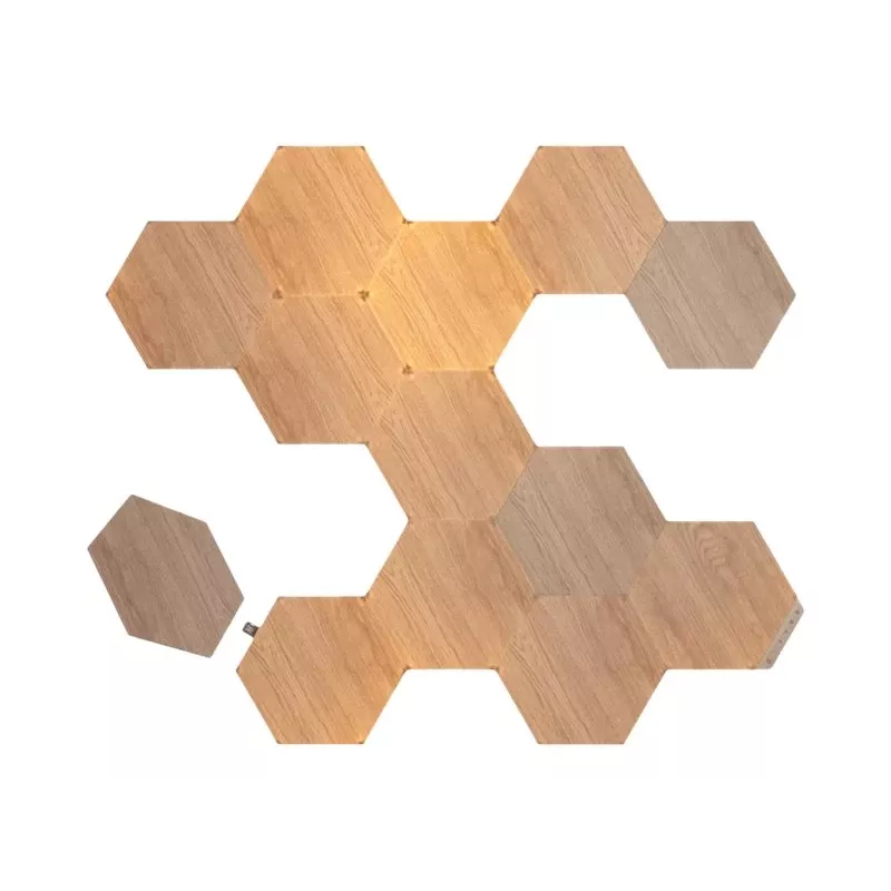 Nanoleaf | Elements Wood Look Hexagons Starter Kit (13 panels) | Cool White + Warm White
